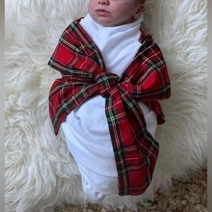 TBBC Society Prep Plaid Bow Swaddle